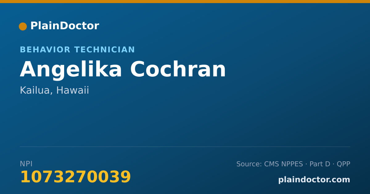 Shareable card for Angelika Cochran - Behavior Technician, Kailua, HI