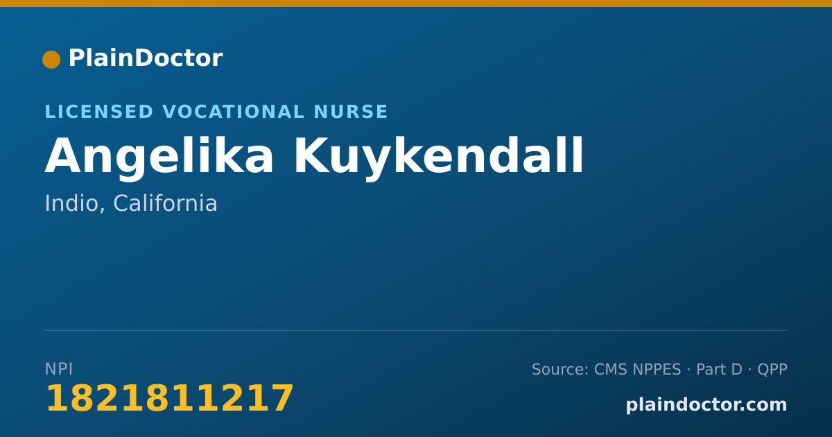 Shareable card for Angelika Kuykendall - Licensed Vocational Nurse, Indio, CA