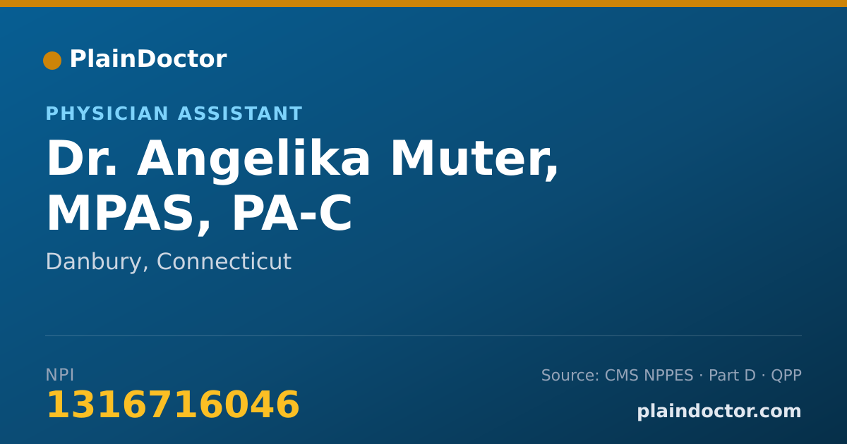 Shareable card for Angelika Muter, MPAS, PA-C - Physician Assistant, Danbury, CT