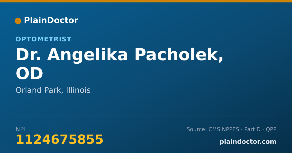 Shareable card for Angelika Pacholek, OD - Optometrist, Orland Park, IL