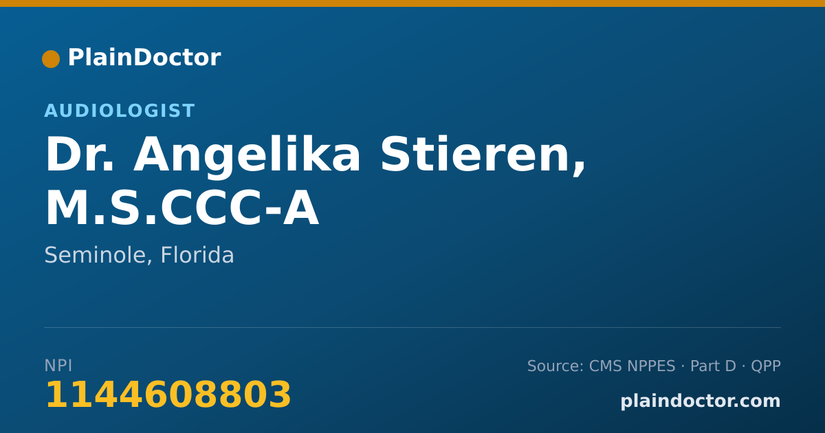 Shareable card for Angelika Stieren, M.S.CCC-A - Audiologist, Seminole, FL