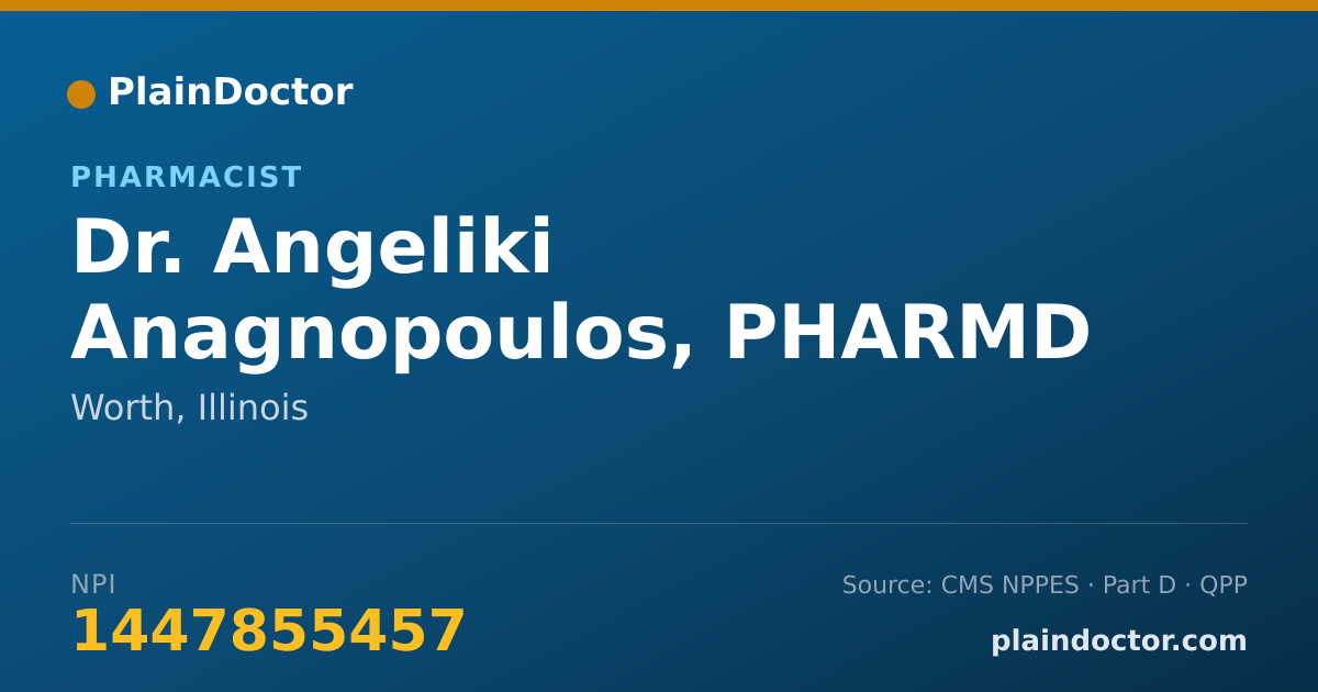 Shareable card for Angeliki Anagnopoulos, PHARMD - Pharmacist, Worth, IL