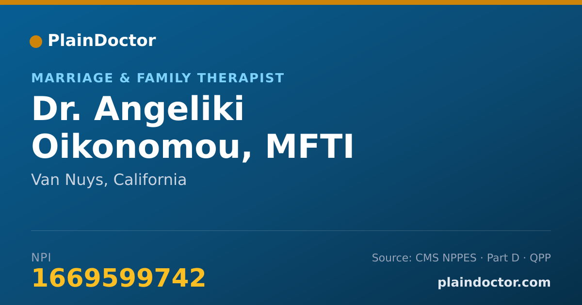 Shareable card for Angeliki Oikonomou, MFTI - Marriage & Family Therapist, Van Nuys, CA