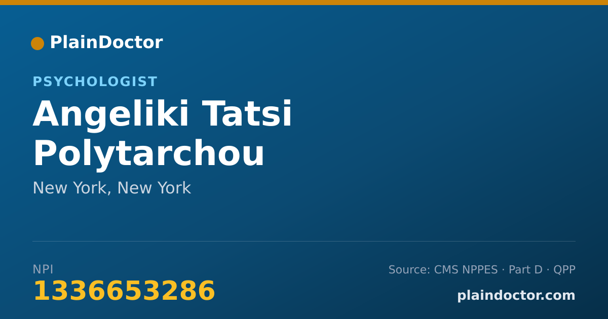 Shareable card for Angeliki Tatsi Polytarchou - Psychologist, New York, NY