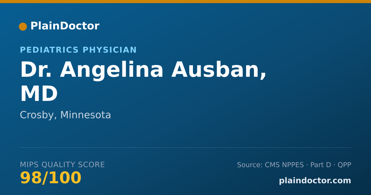Shareable card for Angelina Ausban, MD - Pediatrics Physician, Crosby, MN