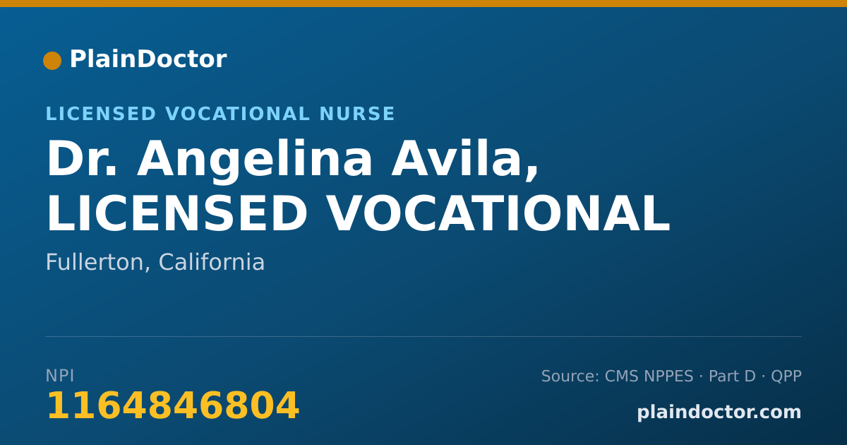 Shareable card for Angelina Avila, LICENSED VOCATIONAL - Licensed Vocational Nurse, Fullerton, CA