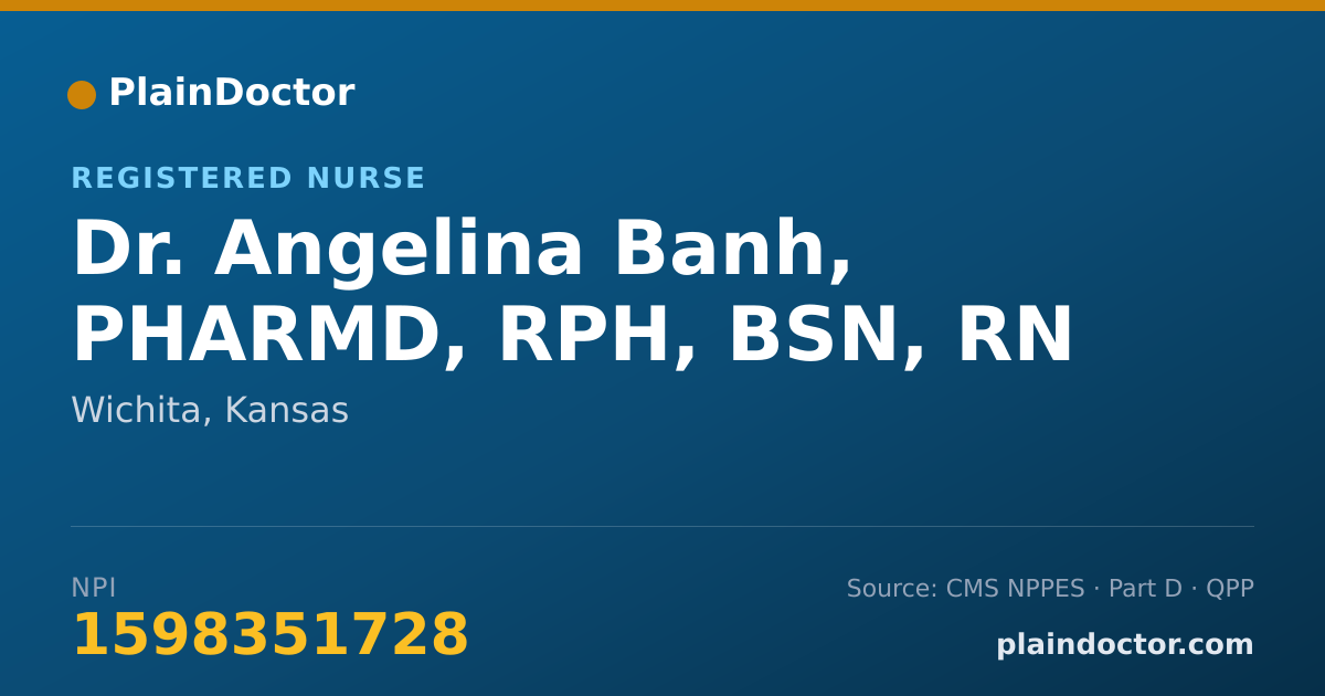 Shareable card for Angelina Banh, PHARMD, RPH, BSN, RN - Registered Nurse, Wichita, KS