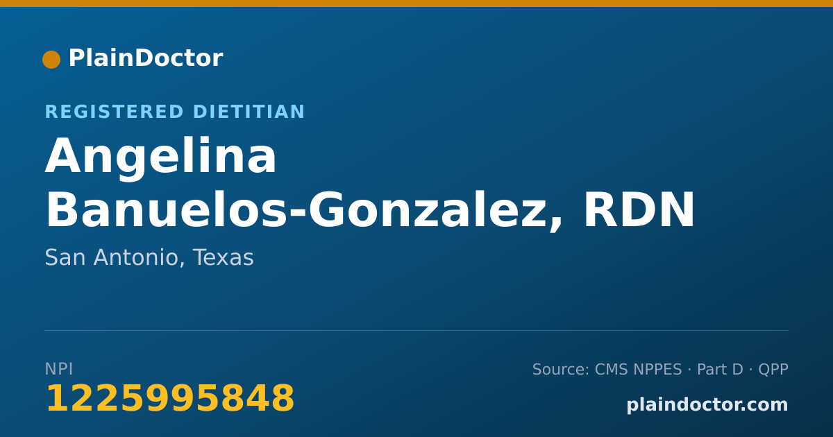 Shareable card for Angelina Banuelos-Gonzalez, RDN - Registered Dietitian, San Antonio, TX