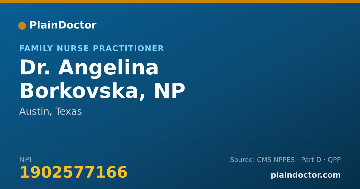 Shareable card for Angelina Borkovska, NP - Family Nurse Practitioner, Austin, TX