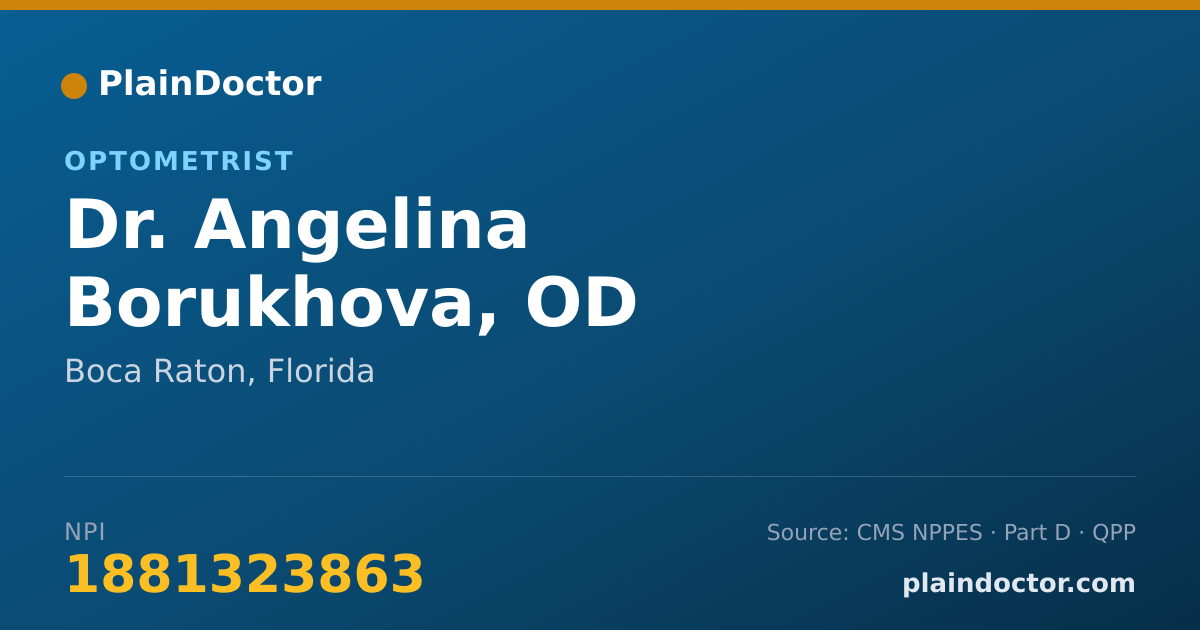Shareable card for Angelina Borukhova, OD - Optometrist, Boca Raton, FL