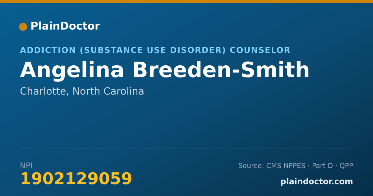 Shareable card for Angelina Breeden-Smith - Addiction (Substance Use Disorder) Counselor, Charlotte, NC