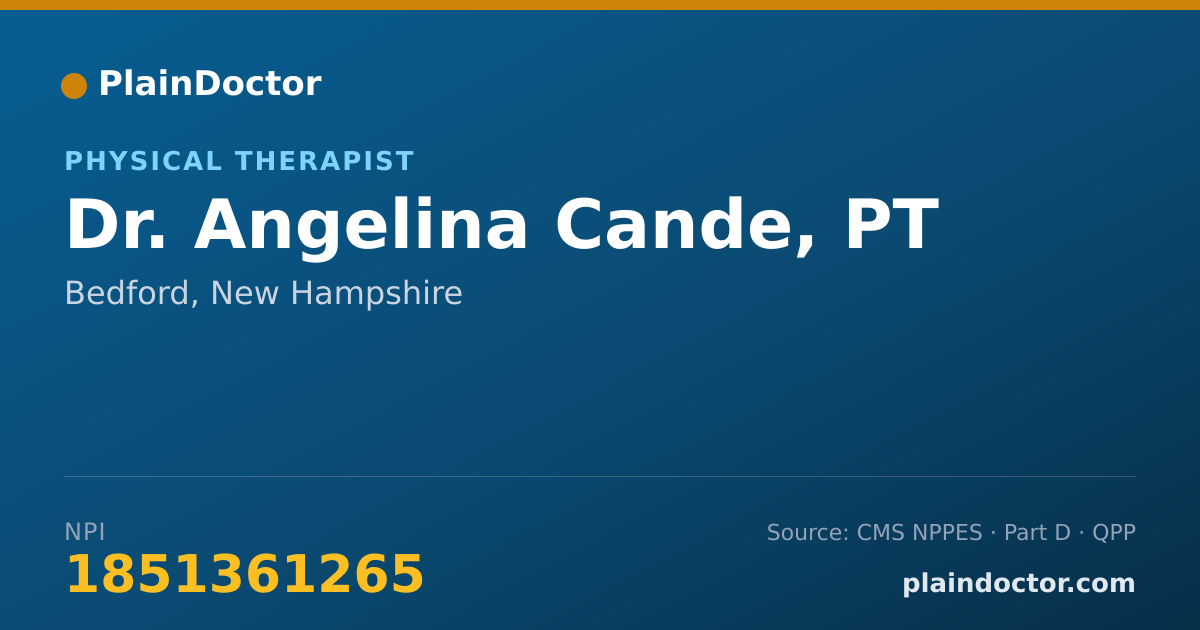 Shareable card for Angelina Cande, PT - Physical Therapist, Bedford, NH
