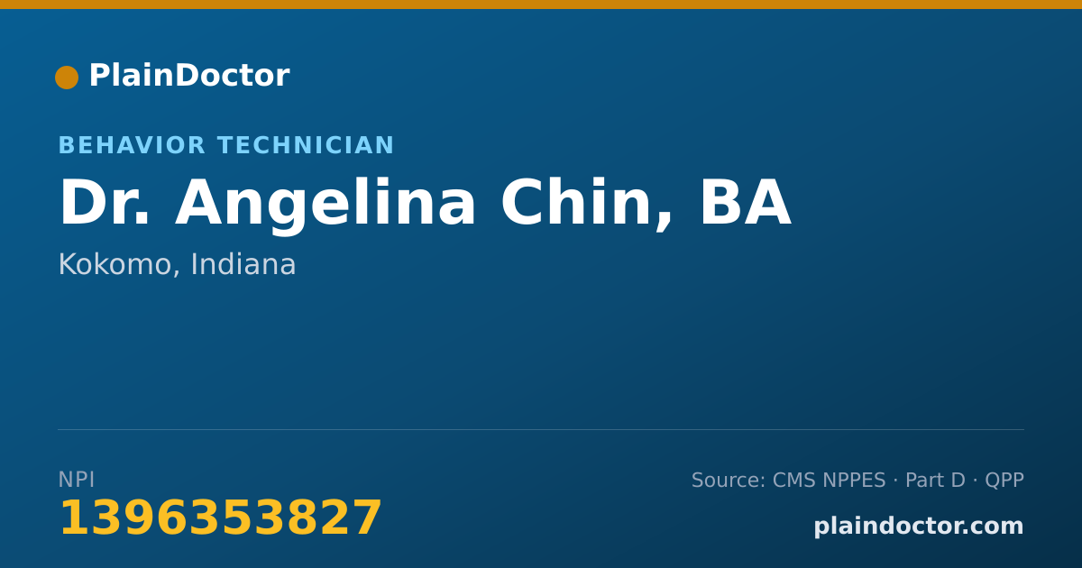 Shareable card for Angelina Chin, BA - Behavior Technician, Kokomo, IN