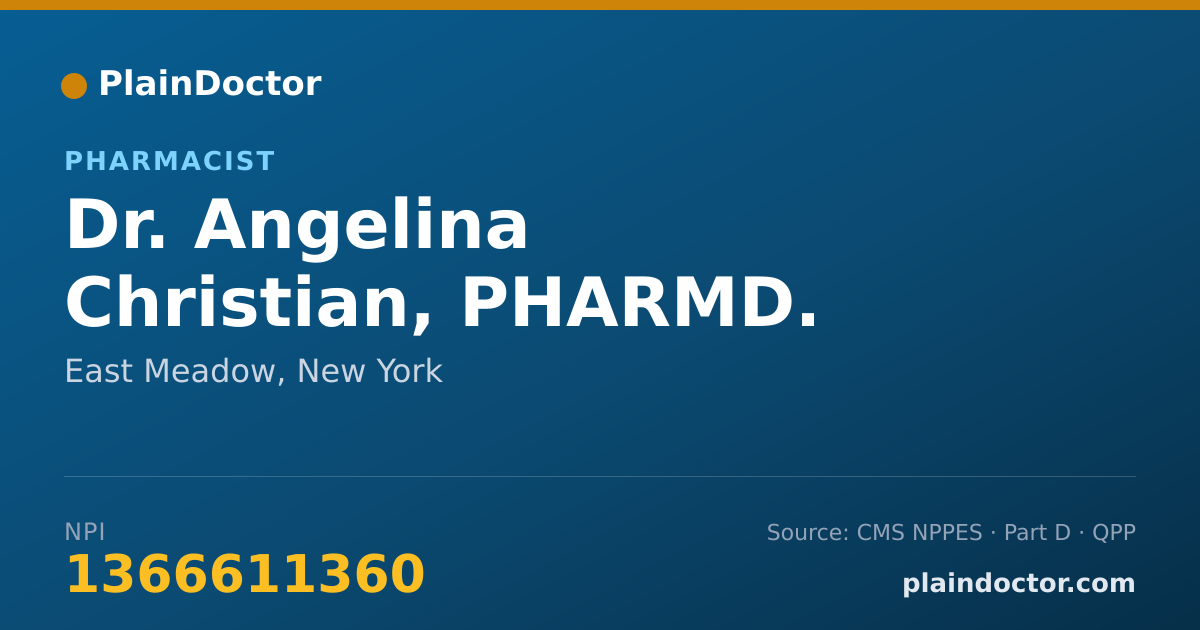 Shareable card for Angelina Christian, PHARMD. - Pharmacist, East Meadow, NY