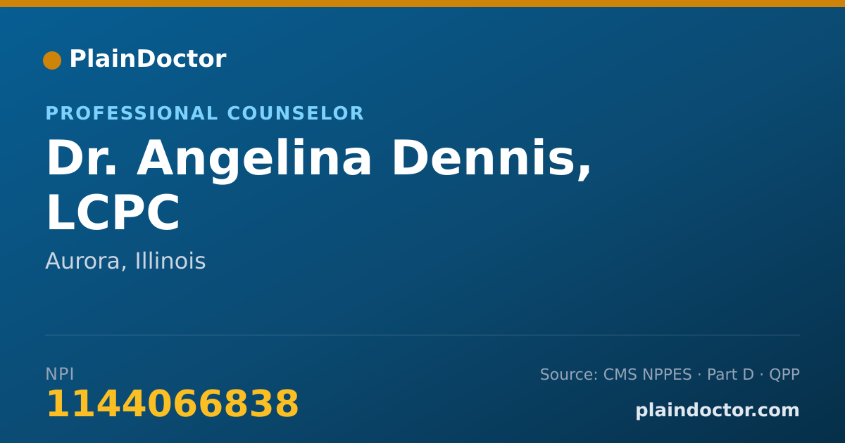 Shareable card for Angelina Dennis, LCPC - Professional Counselor, Aurora, IL
