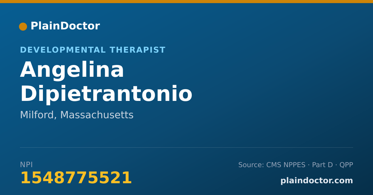 Shareable card for Angelina Dipietrantonio - Developmental Therapist, Milford, MA