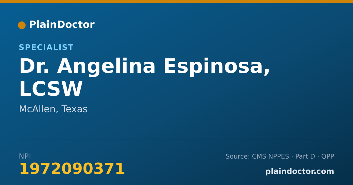 Shareable card for Angelina Espinosa, LCSW - Specialist, McAllen, TX