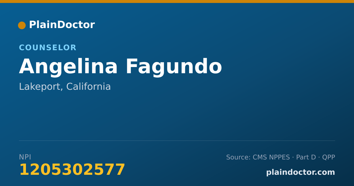 Shareable card for Angelina Fagundo - Counselor, Lakeport, CA