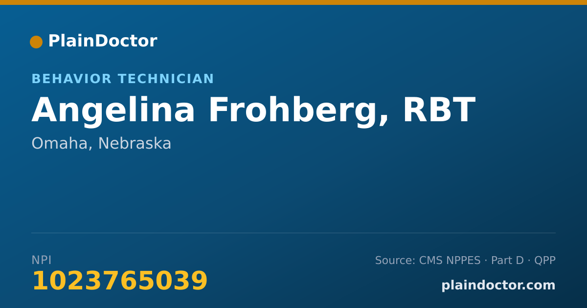 Shareable card for Angelina Frohberg, RBT - Behavior Technician, Omaha, NE