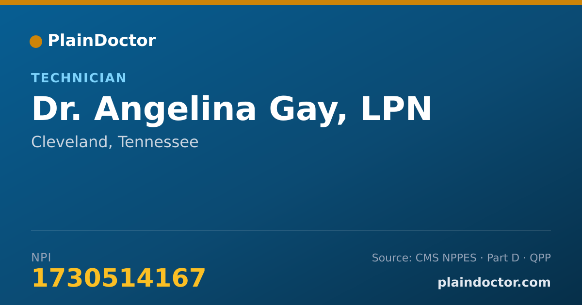 Shareable card for Angelina Gay, LPN - Technician, Cleveland, TN