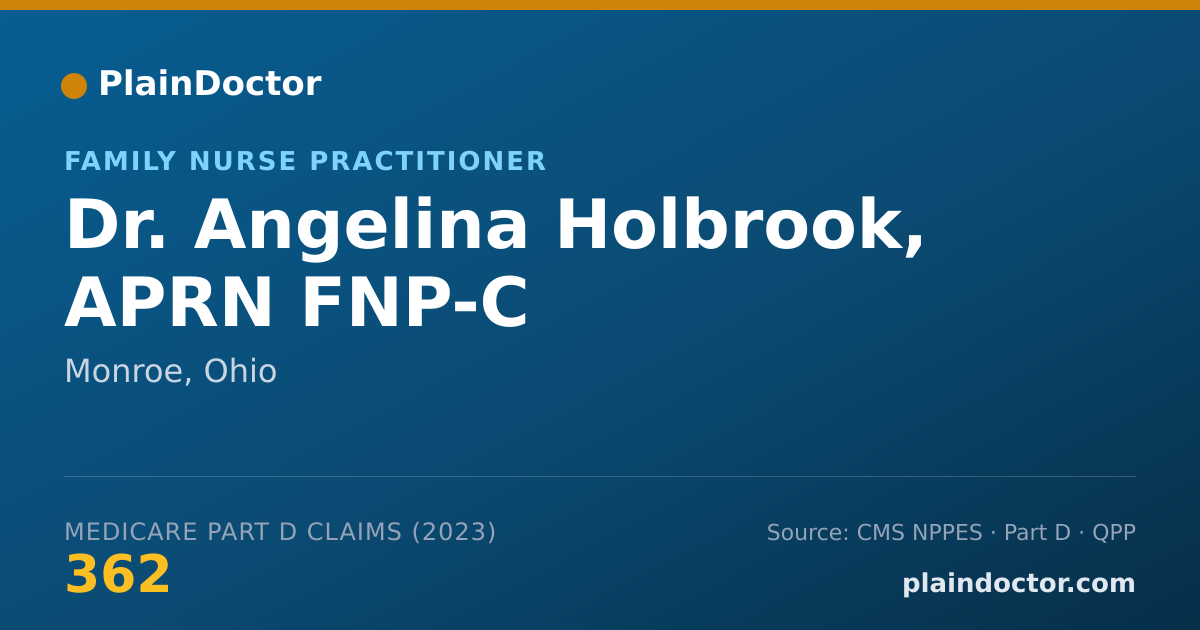 Shareable card for Angelina Holbrook, APRN FNP-C - Family Nurse Practitioner, Monroe, OH