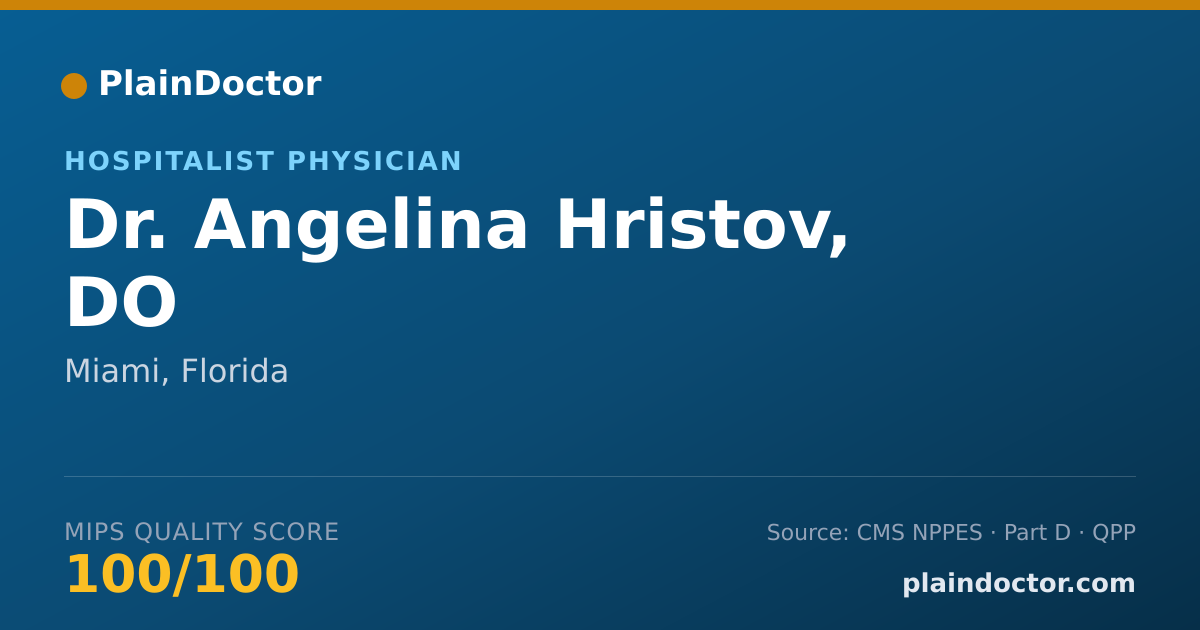 Shareable card for Angelina Hristov, DO - Hospitalist Physician, Miami, FL