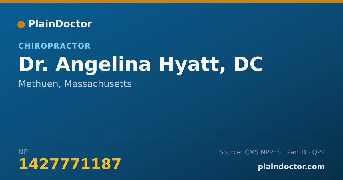 Shareable card for Angelina Hyatt, DC - Chiropractor, Methuen, MA