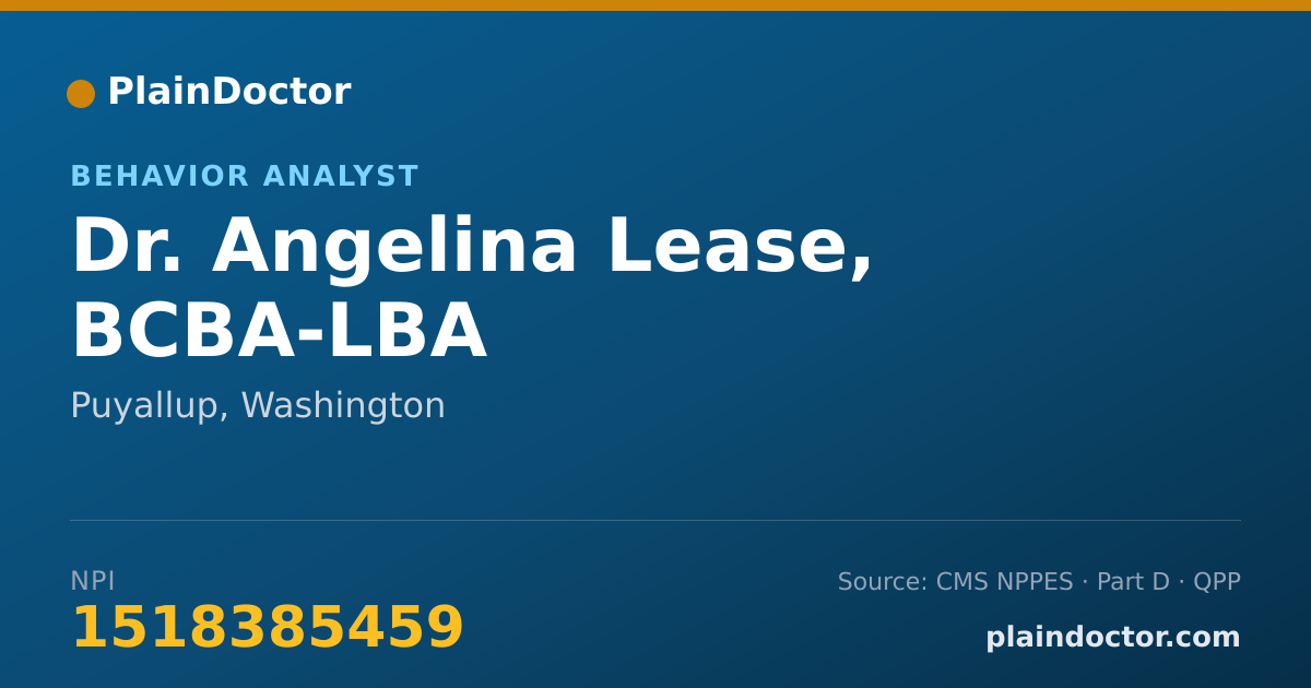 Shareable card for Angelina Lease, BCBA-LBA - Behavior Analyst, Puyallup, WA