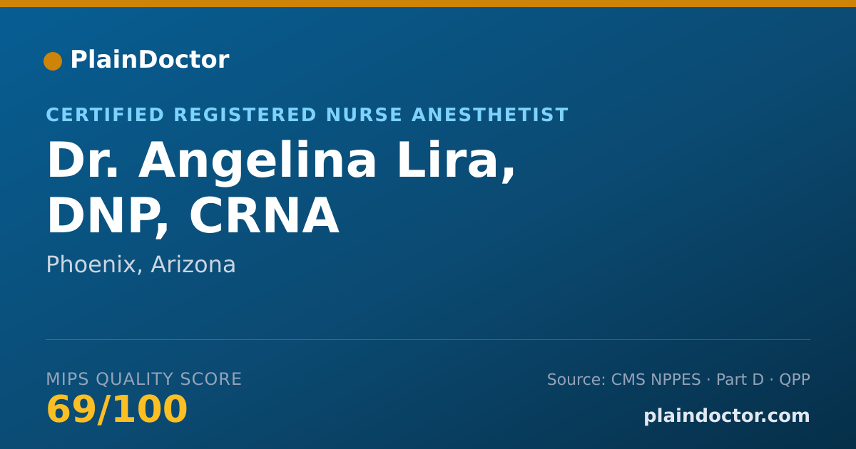 Shareable card for Angelina Lira, DNP, CRNA - Certified Registered Nurse Anesthetist, Phoenix, AZ