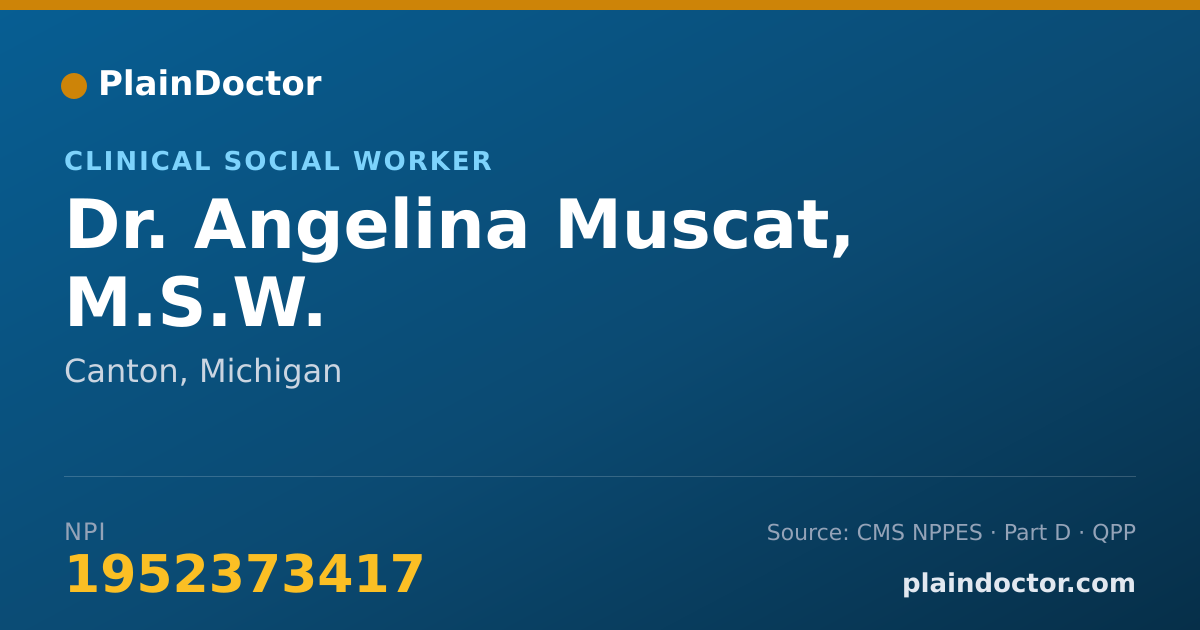 Shareable card for Angelina Muscat, M.S.W. - Clinical Social Worker, Canton, MI