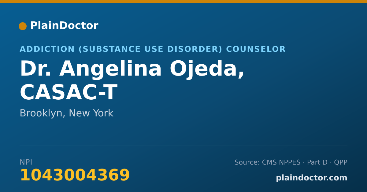 Shareable card for Angelina Ojeda, CASAC-T - Addiction (Substance Use Disorder) Counselor, Brooklyn, NY