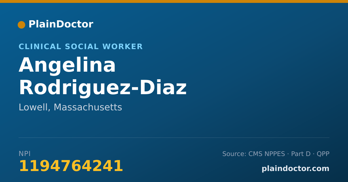 Shareable card for Angelina Rodriguez-Diaz - Clinical Social Worker, Lowell, MA