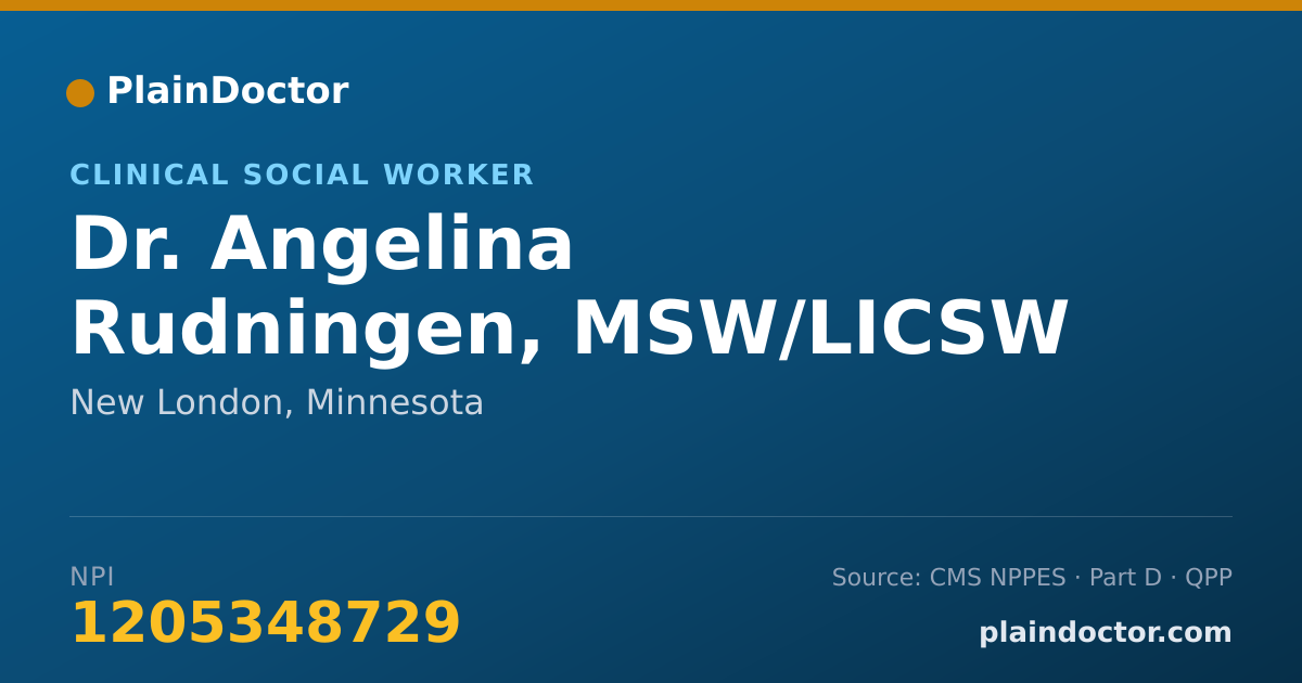 Shareable card for Angelina Rudningen, MSW/LICSW - Clinical Social Worker, New London, MN