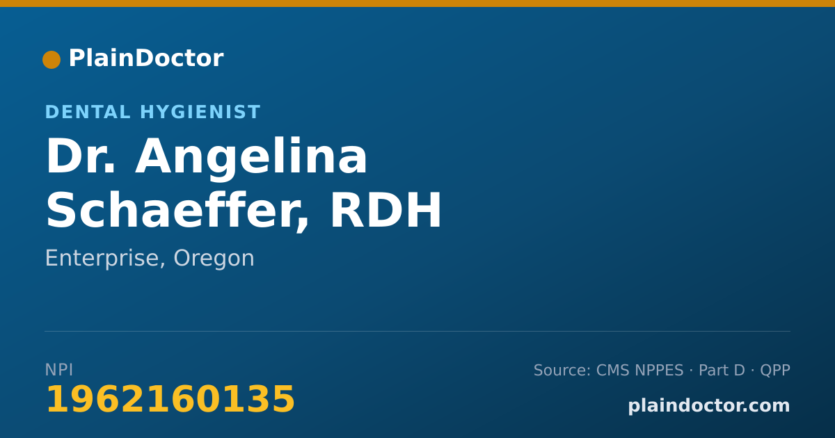 Shareable card for Angelina Schaeffer, RDH - Dental Hygienist, Enterprise, OR
