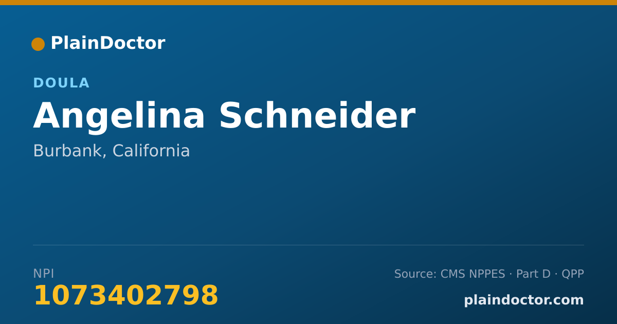 Shareable card for Angelina Schneider - Doula, Burbank, CA