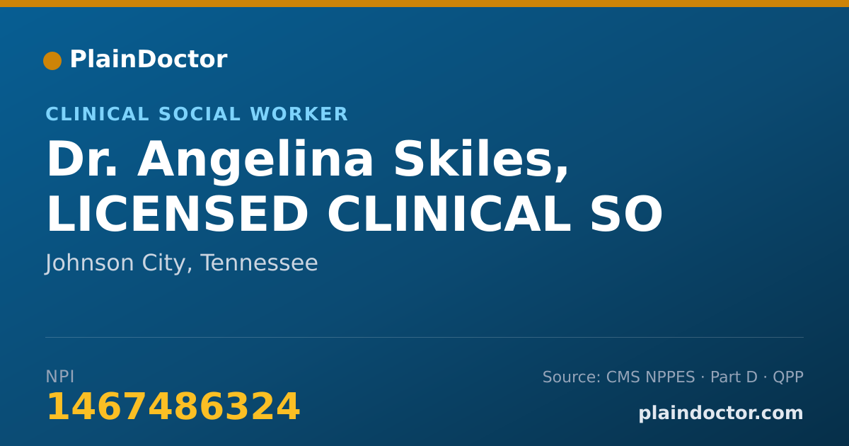 Shareable card for Angelina Skiles, LICENSED CLINICAL SO - Clinical Social Worker, Johnson City, TN