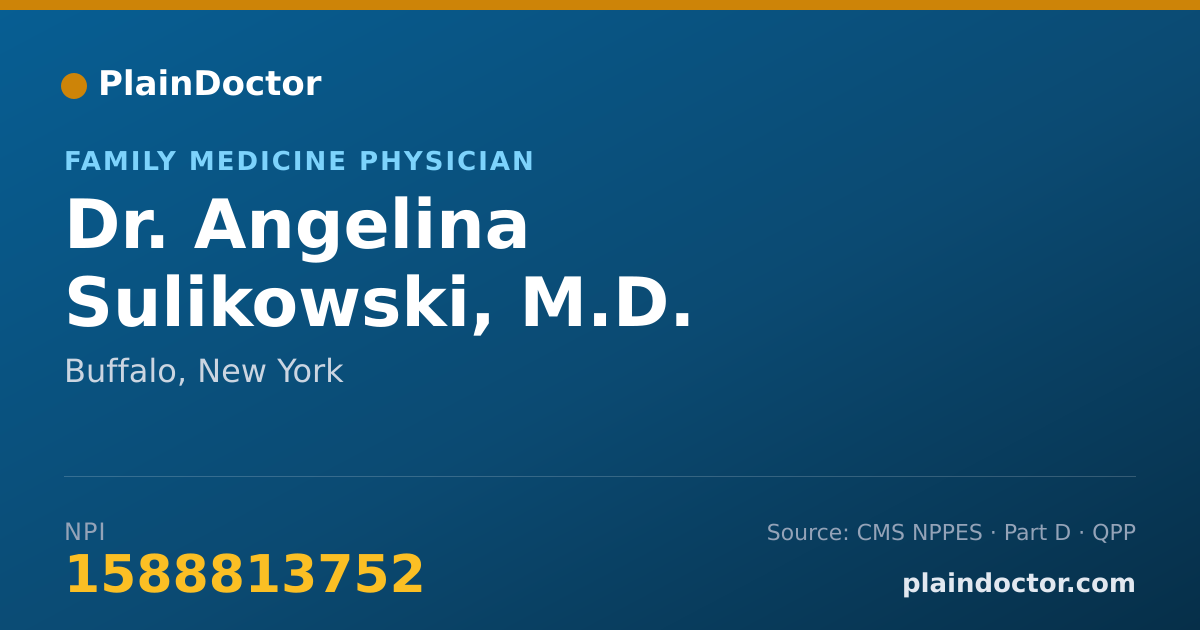 Shareable card for Angelina Sulikowski, M.D. - Family Medicine Physician, Buffalo, NY