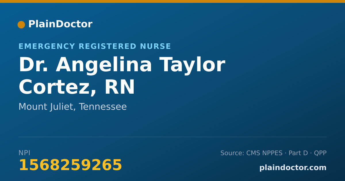 Shareable card for Angelina Taylor Cortez, RN - Emergency Registered Nurse, Mount Juliet, TN