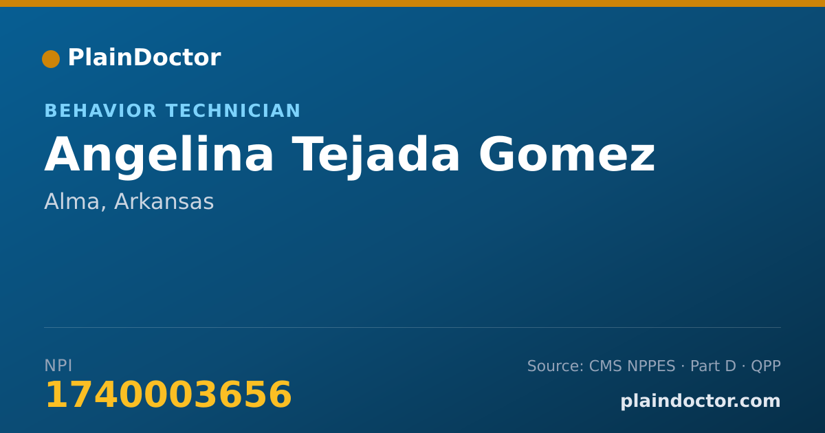 Shareable card for Angelina Tejada Gomez - Behavior Technician, Alma, AR