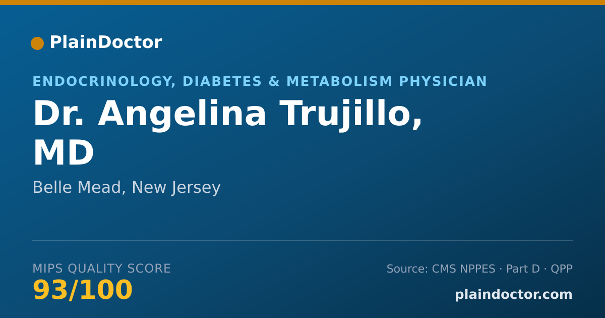 Shareable card for Angelina Trujillo, MD - Endocrinology, Diabetes & Metabolism Physician, Belle Mead, NJ