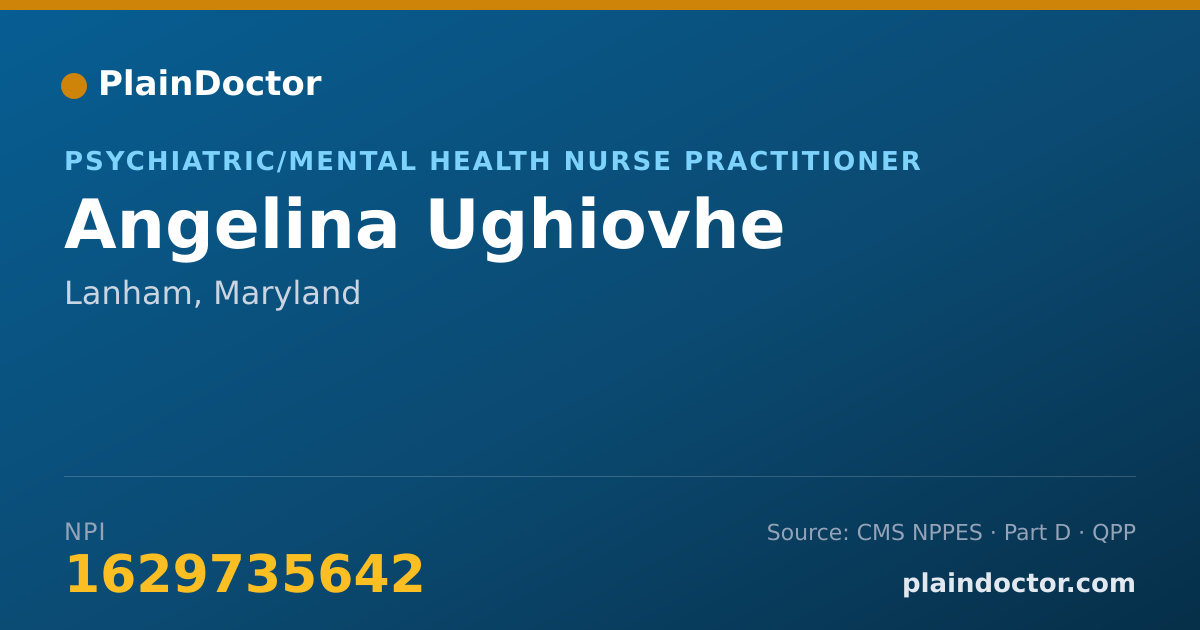 Shareable card for Angelina Ughiovhe - Psychiatric/Mental Health Nurse Practitioner, Lanham, MD