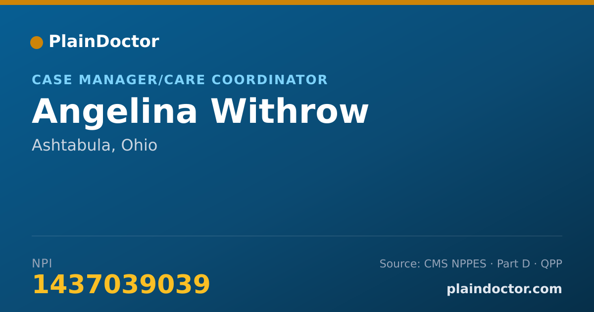 Shareable card for Angelina Withrow - Case Manager/Care Coordinator, Ashtabula, OH
