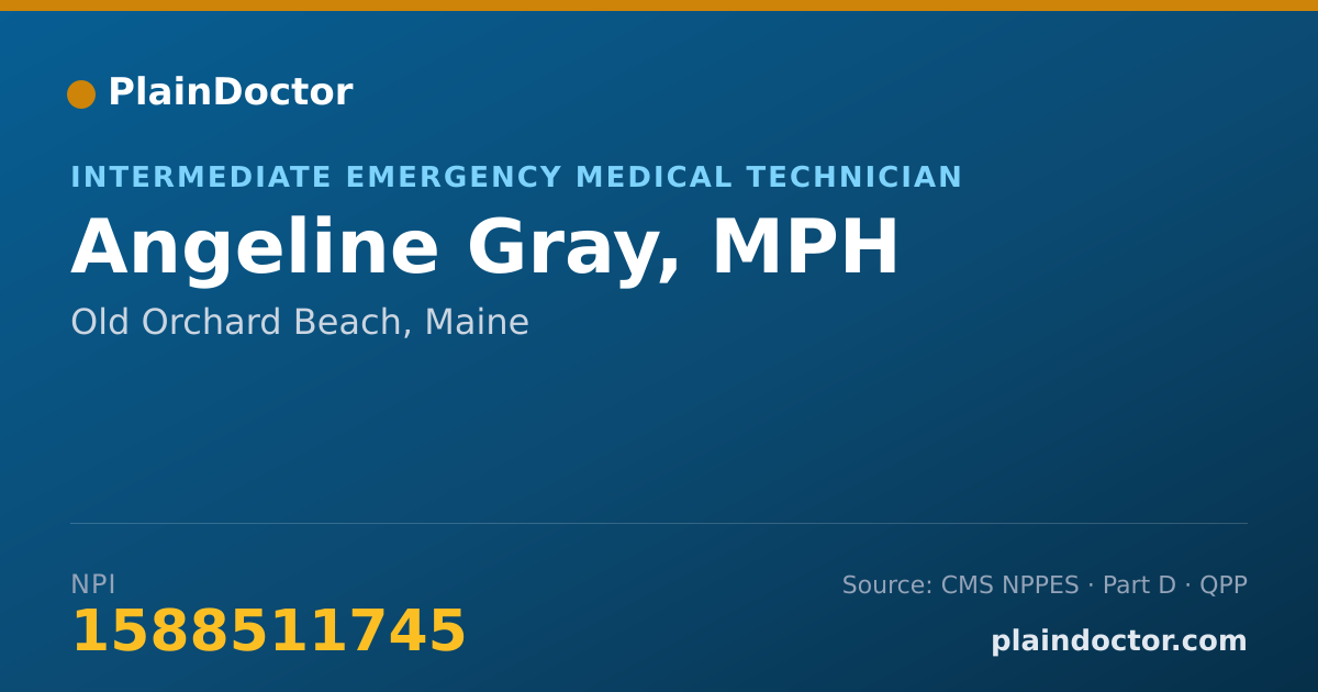 Shareable card for Angeline Gray, MPH - Intermediate Emergency Medical Technician, Old Orchard Beach, ME