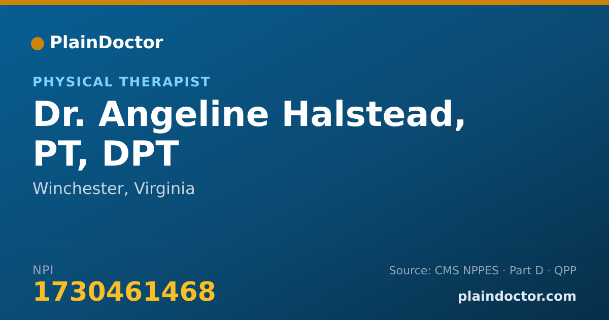Shareable card for Angeline Halstead, PT, DPT - Physical Therapist, Winchester, VA