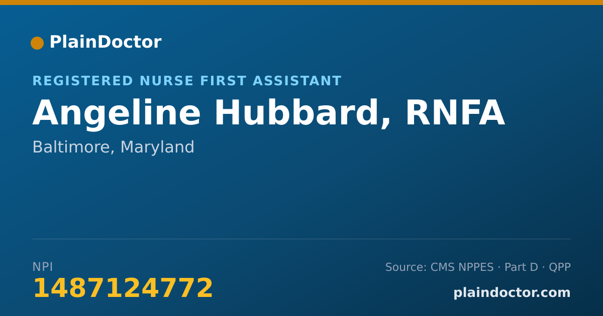 Shareable card for Angeline Hubbard, RNFA - Registered Nurse First Assistant, Baltimore, MD