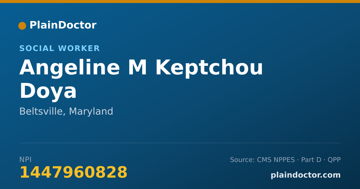 Shareable card for Angeline M Keptchou Doya - Social Worker, Beltsville, MD