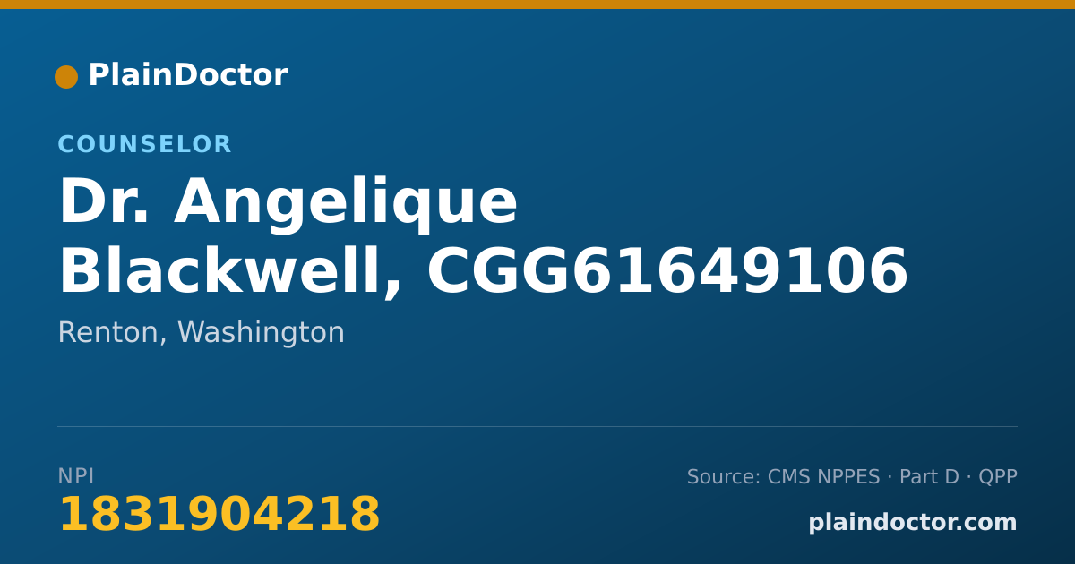 Shareable card for Angelique Blackwell, CGG61649106 - Counselor, Renton, WA
