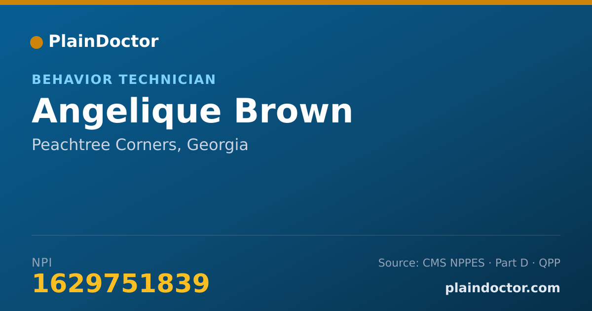 Shareable card for Angelique Brown - Behavior Technician, Peachtree Corners, GA
