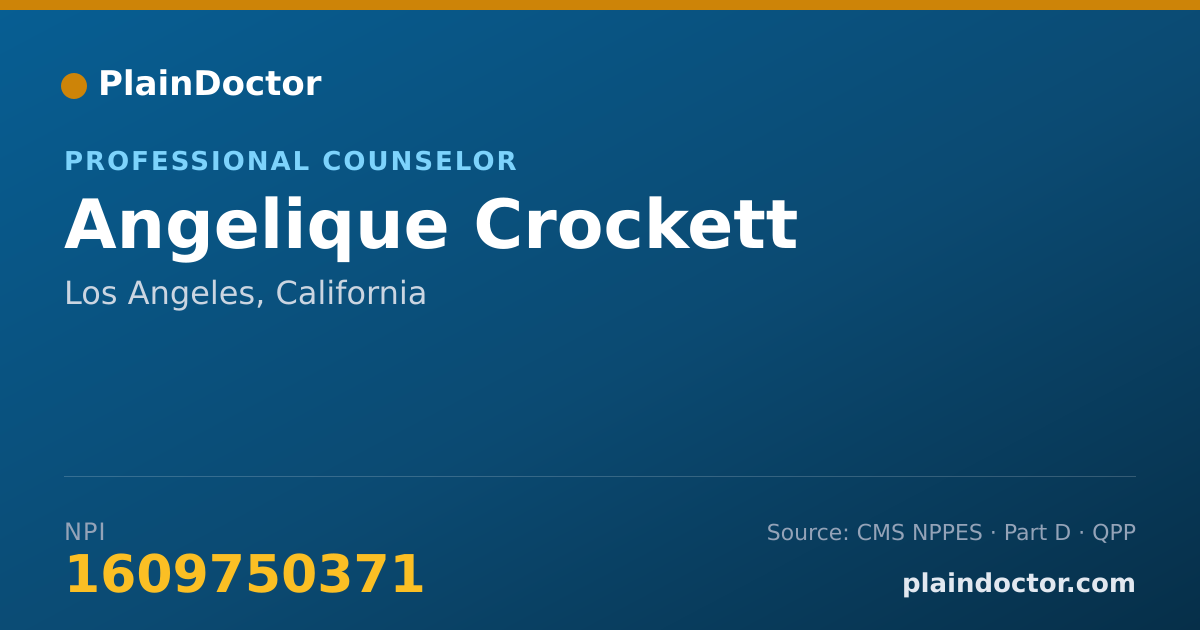 Shareable card for Angelique Crockett - Professional Counselor, Los Angeles, CA