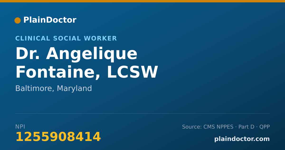 Shareable card for Angelique Fontaine, LCSW - Clinical Social Worker, Baltimore, MD